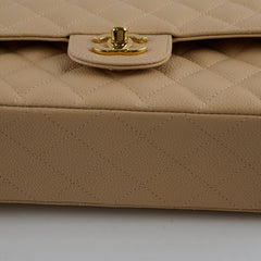 Chanel Caviar Medium M/L Classic Double Flap Beige Clair Series 14