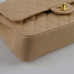 Chanel Caviar Medium M/L Classic Double Flap Beige Clair Series 14