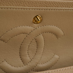 Chanel Caviar Medium M/L Classic Double Flap Beige Clair Series 14