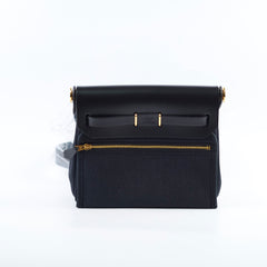 Hermes Herbag Mini Canvas/Hunter Black GHW Stamp W