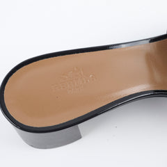 Hermes Oasis Patent Sandals Black Size 37