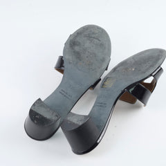 Hermes Oasis Patent Sandals Black Size 37