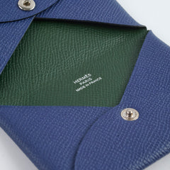 Hermes Calvi Cardholder Epsom Vert Anglais/Bleu France