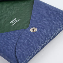 Hermes Calvi Cardholder Epsom Vert Anglais/Bleu France