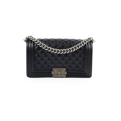 Chanel Caviar Old Medium Boy Black Series 28