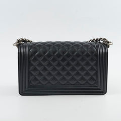 Chanel Caviar Old Medium Boy Black Series 28