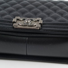 Chanel Caviar Old Medium Boy Black Series 28