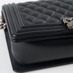 Chanel Caviar Old Medium Boy Black Series 28