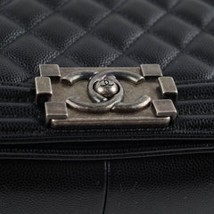 Chanel Caviar Old Medium Boy Black Series 28