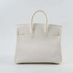 Hermes Birkin 25 Epsom PHW J Square Stamp White