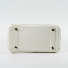 Hermes Birkin 25 Epsom PHW J Square Stamp White
