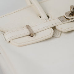 Hermes Birkin 25 Epsom PHW J Square Stamp White