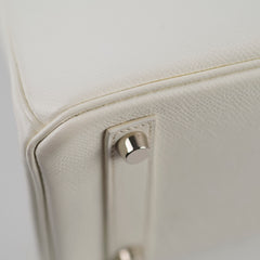 Hermes Birkin 25 Epsom PHW J Square Stamp White
