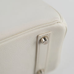 Hermes Birkin 25 Epsom PHW J Square Stamp White