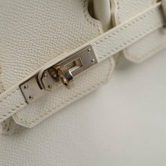 Hermes Birkin 25 Epsom PHW J Square Stamp White