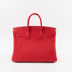 Hermes Birkin 25 Rouge De Coeur C Stamp