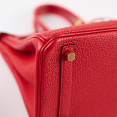 Hermes Birkin 25 Rouge De Coeur C Stamp