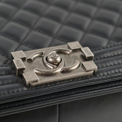 Chanel Old Medium Boy Black Microchipped