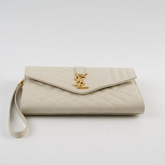 Saint Laurent Envelope Clutch White