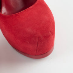 Saint Laurent Pumps Red Suede Size 38.5