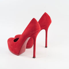 Saint Laurent Pumps Red Suede Size 38.5
