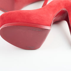 Saint Laurent Pumps Red Suede Size 38.5