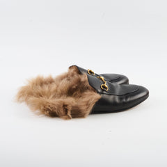 Gucci Princetown Slippers Black Leather/Fur 39