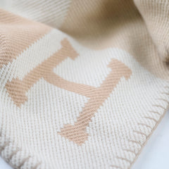 Hermes H Drapeau Throw Blanket Beige