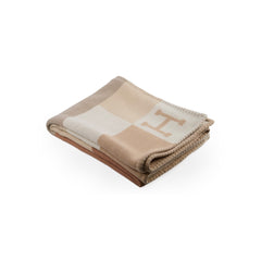 Hermes H Drapeau Throw Blanket Beige