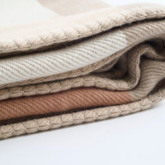 Hermes H Drapeau Throw Blanket Beige