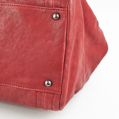 Chanel CC Chain Leather Tote Red