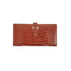 Hermes Bearn Croc Wallet Brown - Stamp X