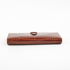 Hermes Bearn Croc Wallet Brown - Stamp X