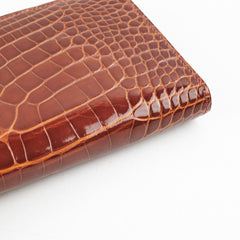 Hermes Bearn Croc Wallet Brown - Stamp X