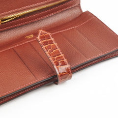 Hermes Bearn Croc Wallet Brown - Stamp X
