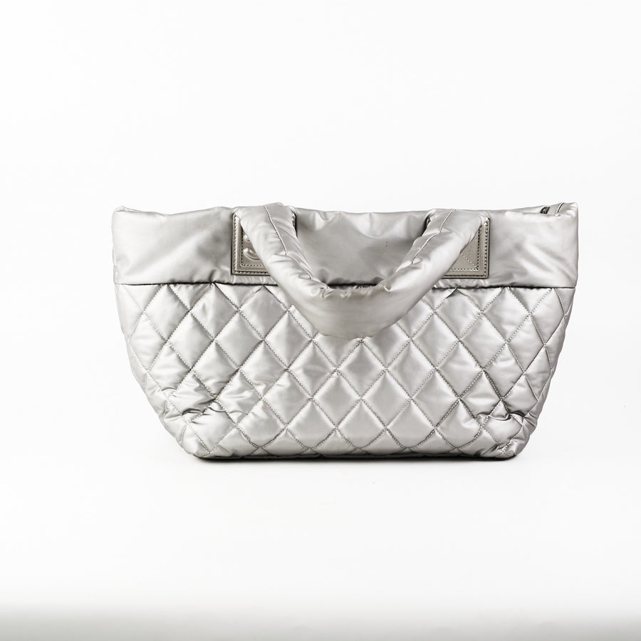 Chanel Shopping Tote XL Nylon Silver