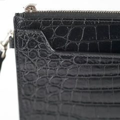 Saint Laurent Croc Embossed Black Clutch