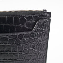 Saint Laurent Croc Embossed Black Clutch
