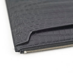 Saint Laurent Croc Embossed Black Clutch
