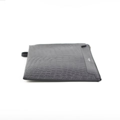 Saint Laurent Croc Embossed Black Clutch