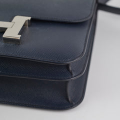 Hermes 24 Constance Epsom Blue Indigo  Stamp X