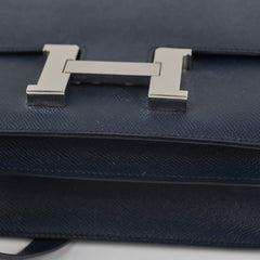 Hermes 24 Constance Epsom Blue Indigo  Stamp X