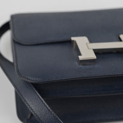 Hermes 24 Constance Epsom Blue Indigo  Stamp X