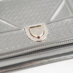 Christian Dior Small Micro Cannage Wallet On Chain Metallic Silver
