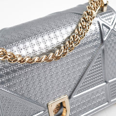 Christian Dior Micro Cannage Medum Diorama Metallic Silver