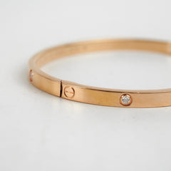 Cartier Love 10 Diamonds Small Bracelet Rose Gold Size 16