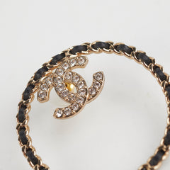 Chanel 22B Crystal Gold/Black Round Earrings
