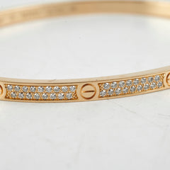 Cartier Small Love Pave Bracelet Yellow Gold Size 19