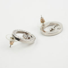 Chanel Round Rhinestone Logo Earrings Costume Jewellery