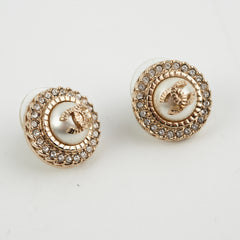 Chanel Coco Logo Rhinestone Pearl Earring Costume Jewellery